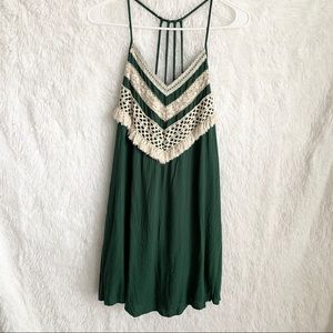 Green spaghetti strapped dress